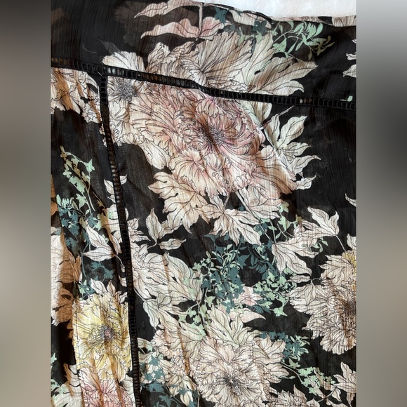 Band of Gypsies Sheer Black Floral Kimono Jacket Boho Topper Size XS/S EUC - Picture 7 of 8